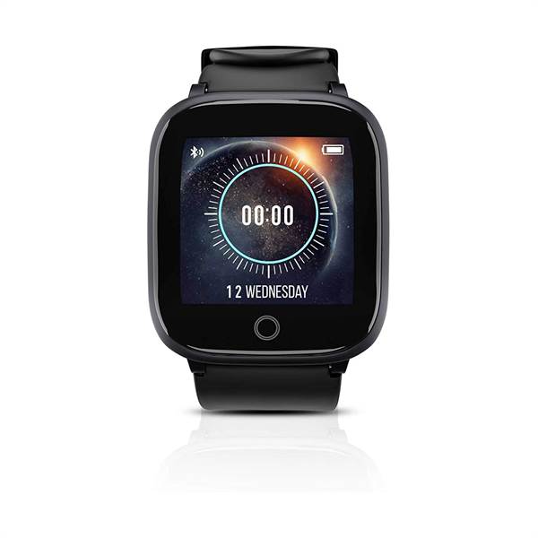 Syska SW100 IP68 Water Resistant Smartwatch (Black Strap, Free Size)